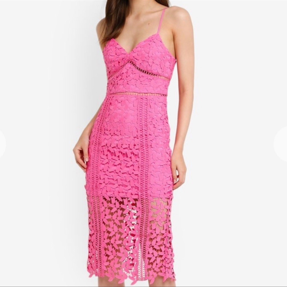 Bardot Pink Roxy Lace Knee Length Cocktail Dress S